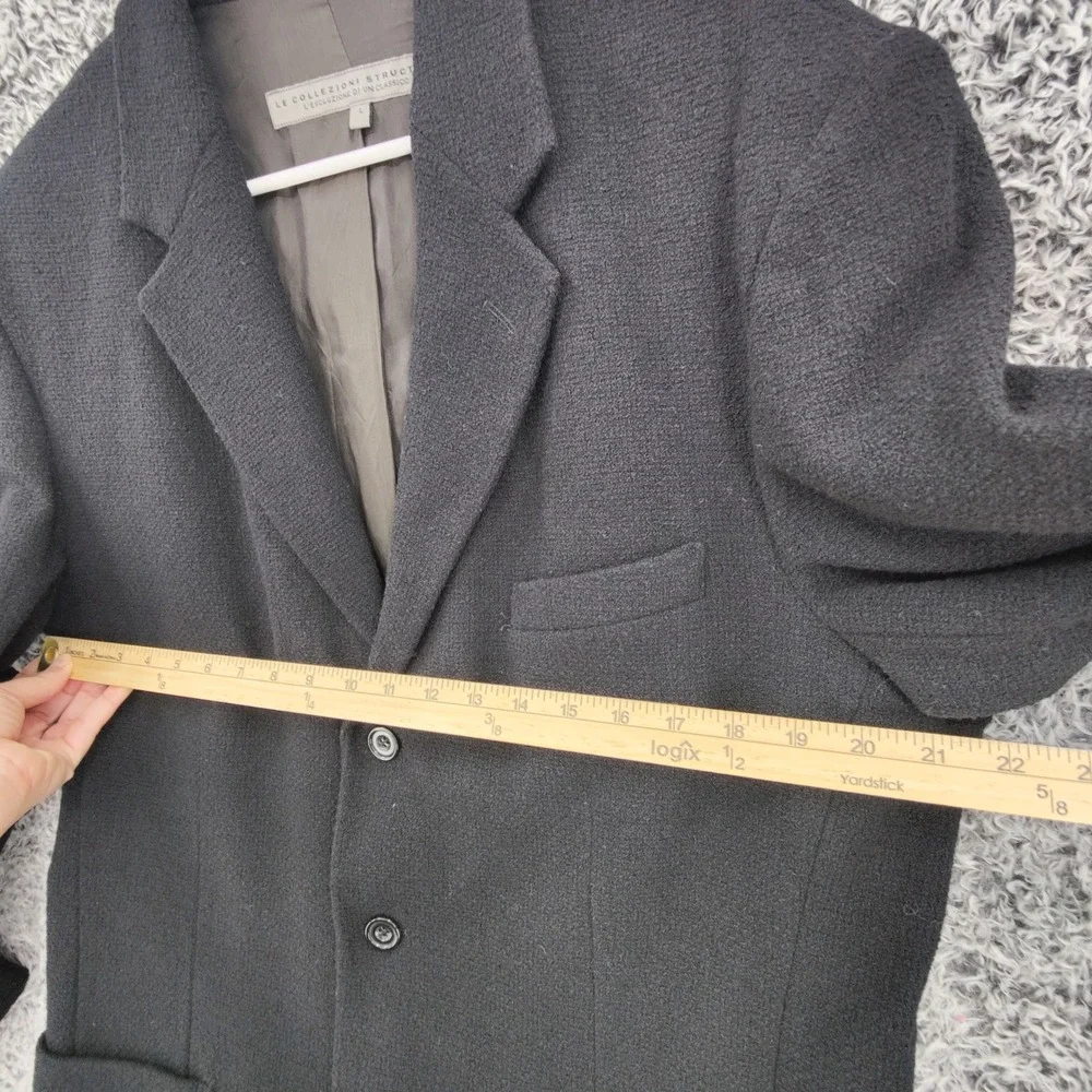 Le Collezioni Mens Dark Academia Old Money Wool Blazer L Jacket Black Italian